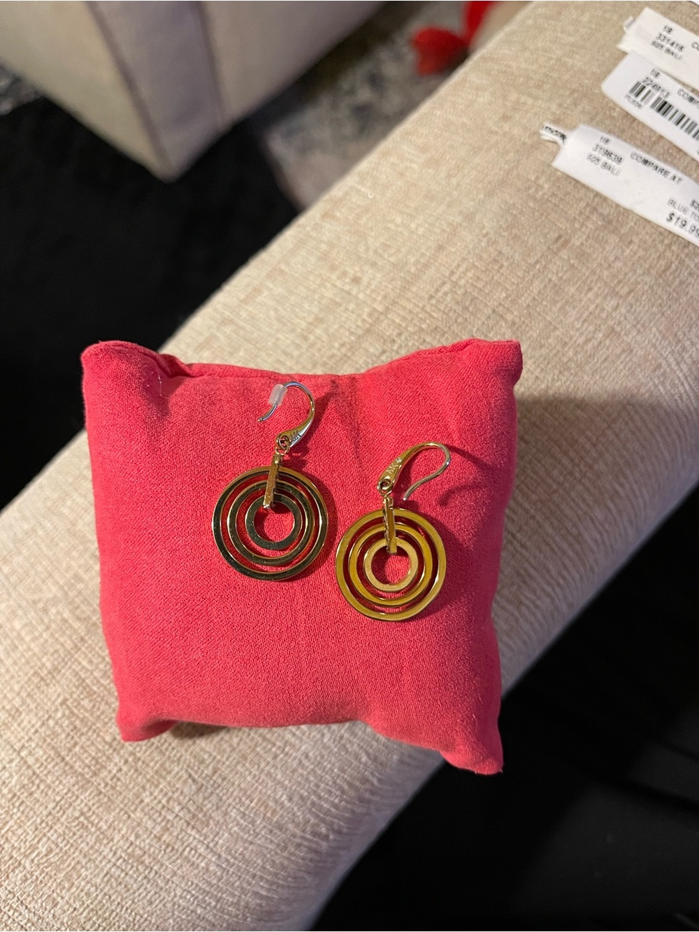 Michael Kors Gold Circular Crystal Drop Earrings - Picture 2 of 2